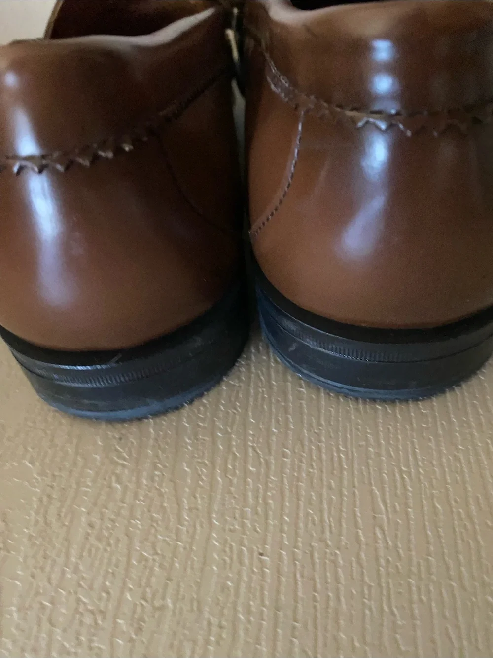 J.Crew superior boots & shoes brown patent leather penny loafers flex soles 10